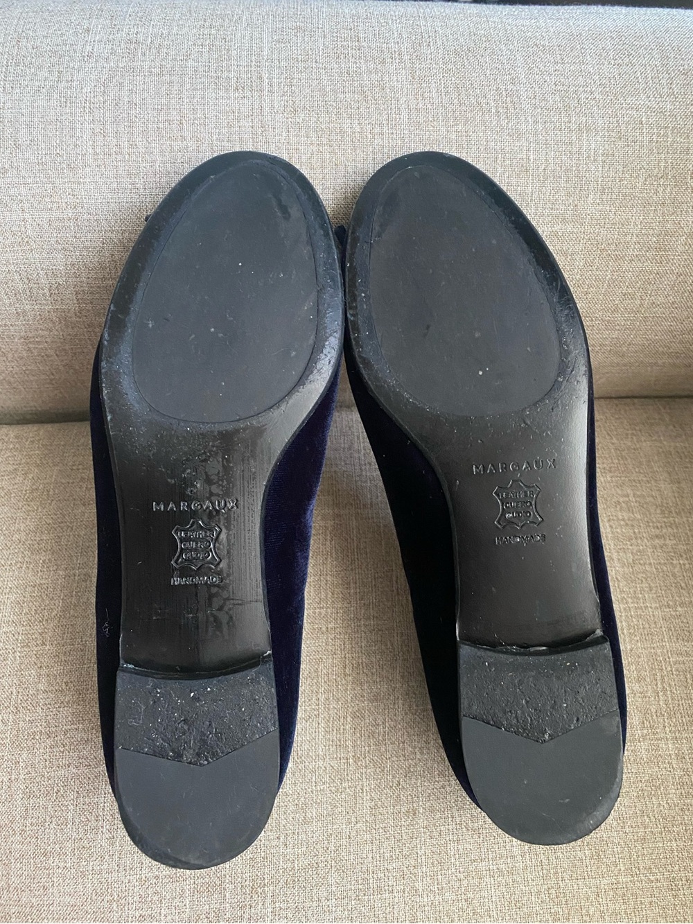 Margaux Lonnberg Dark Blue Velvet Demi Ballet Flats 7.5 Chic Event Classic - Picture 8 of 10